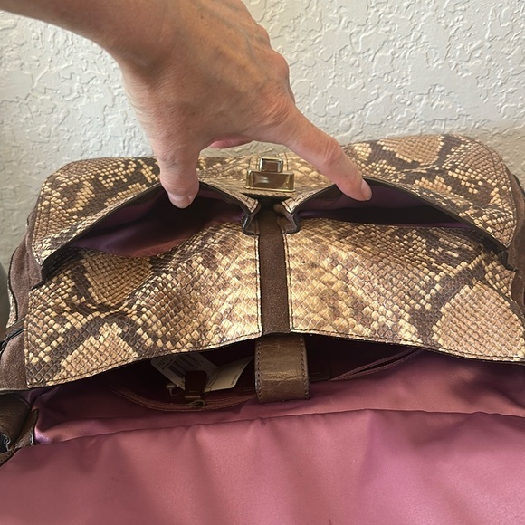 Coach Chelsea Flap Embossed Python Rich Chocolate Brown leather & Suede 18215 - Picture 14 of 15